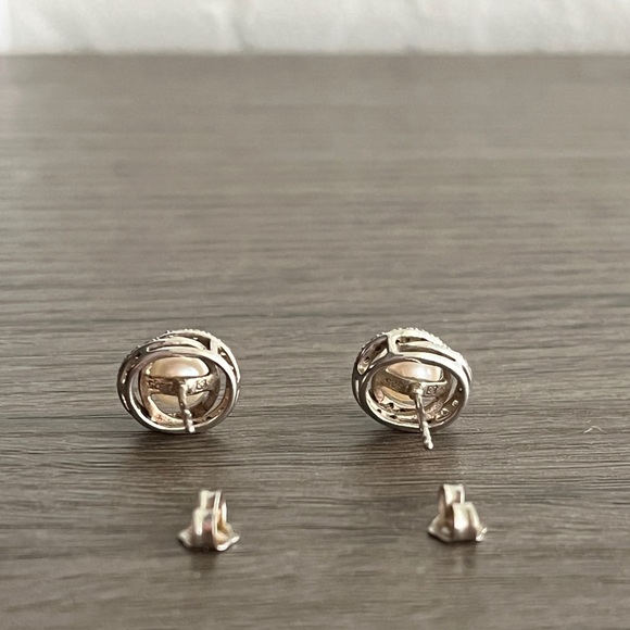 Zales Pearl & Sapphire Loop Earrings - Picture 4 of 8